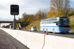 Concrete vehicle restraint system installed on the M5
