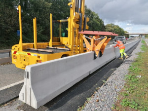 Concrete vehicle restraint system installed on the M5 by engineering team