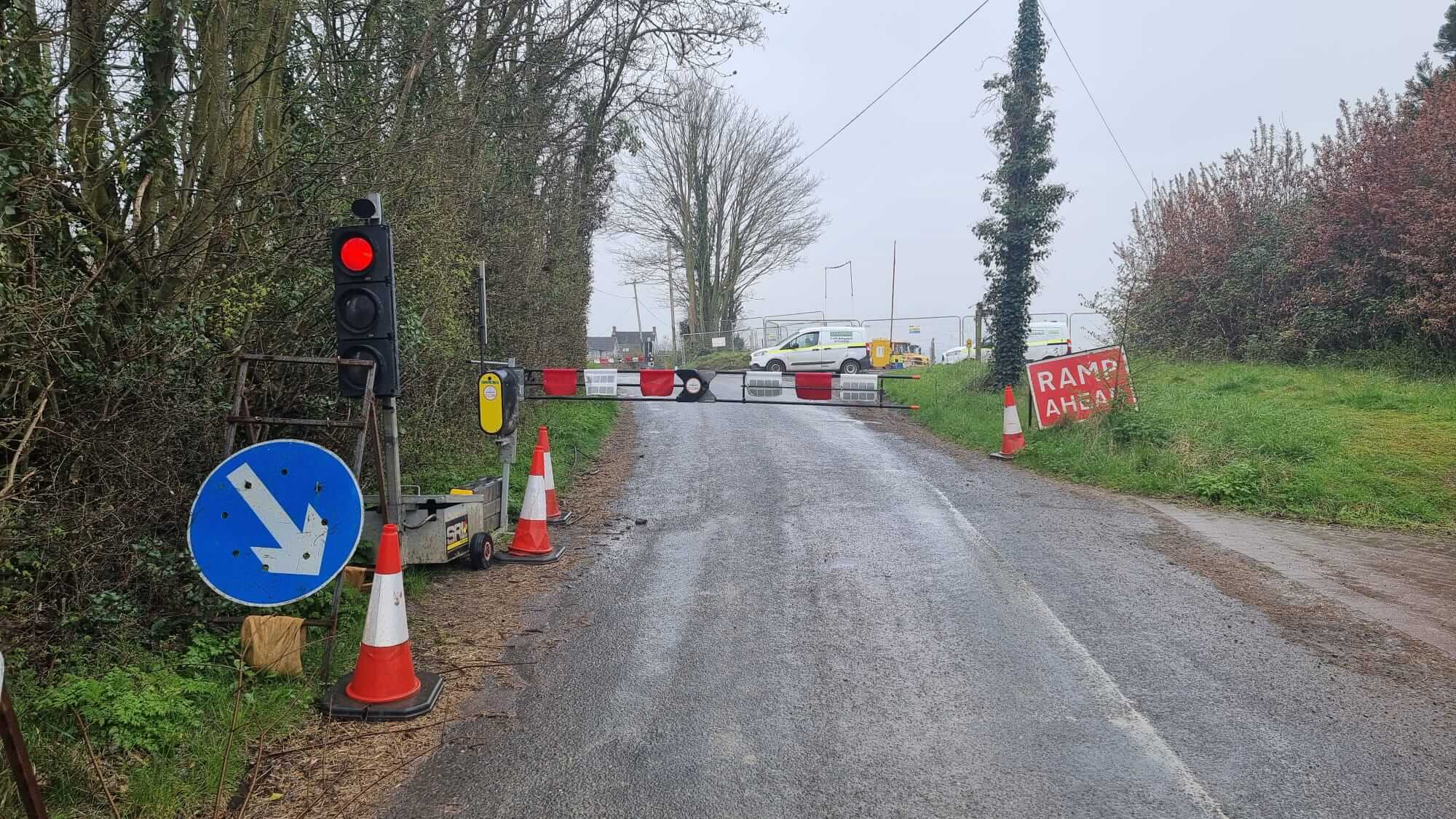 SentriGate solar powered portable vehicle access solution installed near road works